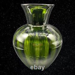 Murano Art Glass Hand Blown Dark Green Round Big Mouth Vase 10.5T 7W
