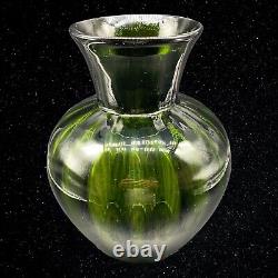 Murano Art Glass Hand Blown Dark Green Round Big Mouth Vase 10.5T 7W