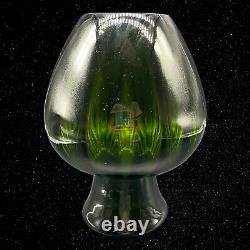 Murano Art Glass Hand Blown Dark Green Round Big Mouth Vase 10.5T 7W