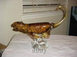 Murano Art Glass Hand Blown Large Cheeta Figurine-12 Long