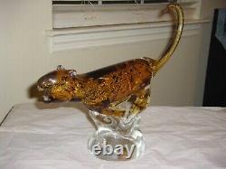 Murano Art Glass Hand Blown Large Cheeta Figurine-12 Long