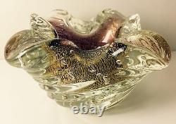 Murano Art Glass Hand Blown Ribbed Gold Leaf Folded Bowl Barovier & Toso