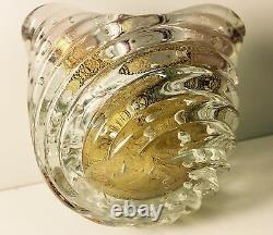 Murano Art Glass Hand Blown Ribbed Gold Leaf Folded Bowl Barovier & Toso