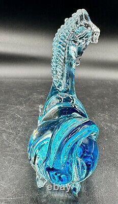 Murano Art Glass Horse Signed Giampaolo Rubelli Blue Hand Blown 6 Tall