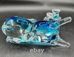 Murano Art Glass Horse Signed Giampaolo Rubelli Blue Hand Blown 6 Tall