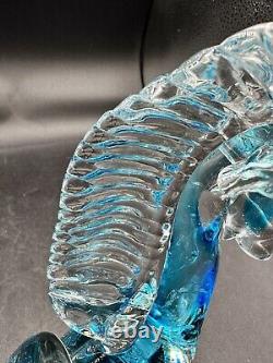 Murano Art Glass Horse Signed Giampaolo Rubelli Blue Hand Blown 6 Tall