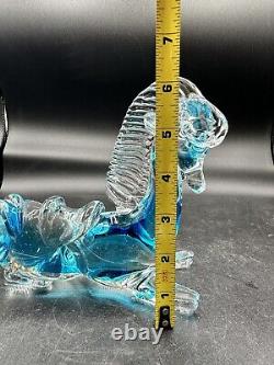 Murano Art Glass Horse Signed Giampaolo Rubelli Blue Hand Blown 6 Tall