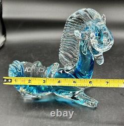 Murano Art Glass Horse Signed Giampaolo Rubelli Blue Hand Blown 6 Tall