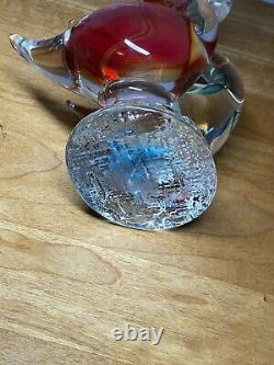 Murano Art Glass Love Birds Pair Red & Blue 7 Mint with Sticker