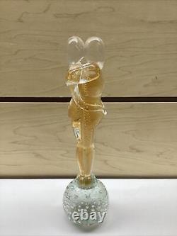 Murano Art Glass Lovers Embraced Couple Vintage Amber /clear Glass