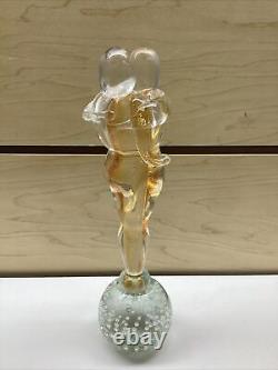 Murano Art Glass Lovers Embraced Couple Vintage Amber /clear Glass
