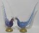 Murano Art Glass Mid-Century Hand Blown Blue Pheasant Pair 14&frac12; MCM IMPERFECT