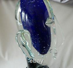Murano Art Glass Modernist Picasso Head Sculpture 16 Inches Clear, Blue