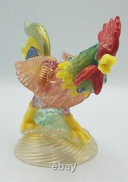 Murano Art Glass Multi Color Rooster Figurine with Gold Flecks, 5.75 x 8, Italy