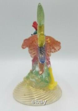 Murano Art Glass Multi Color Rooster Figurine with Gold Flecks, 5.75 x 8, Italy