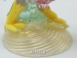 Murano Art Glass Multi Color Rooster Figurine with Gold Flecks, 5.75 x 8, Italy
