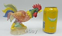 Murano Art Glass Multi Color Rooster Figurine with Gold Flecks, 5.75 x 8, Italy