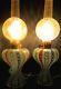 Murano Art Glass Pair Of Latticino Twisted Ribbon Lamps Fratelli Toso