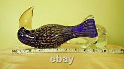 Murano Art Glass Parrot Hand Blown Sculpture 11 Venetian Gold Fleck Blue Toucan