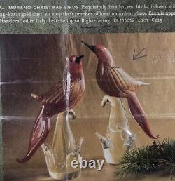 Murano Art Glass Red Bird with Black Beak 11 x 624KT Gold Fleck Stripes GUMPS