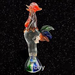 Murano Art Glass Rooster Figurine Sculpture Hen Bird Vintage 14T 6W Glass