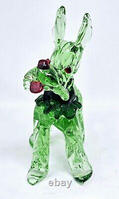 Murano Art Glass Scottie Shaggy Dog Figurine Hand Blown Green Cobalt VGC 8.25 H