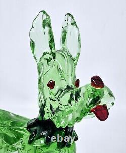 Murano Art Glass Scottie Shaggy Dog Figurine Hand Blown Green Cobalt VGC 8.25 H