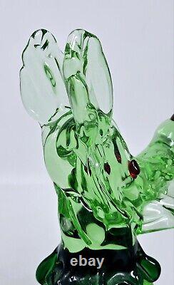 Murano Art Glass Scottie Shaggy Dog Figurine Hand Blown Green Cobalt VGC 8.25 H