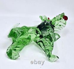 Murano Art Glass Scottie Shaggy Dog Figurine Hand Blown Green Cobalt VGC 8.25 H