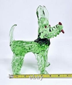 Murano Art Glass Scottie Shaggy Dog Figurine Hand Blown Green Cobalt VGC 8.25 H