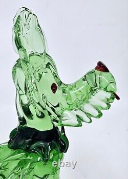 Murano Art Glass Scottie Shaggy Dog Figurine Hand Blown Green Cobalt VGC 8.25 H