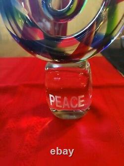 Murano Art Glass Sculptures Peace & Prosperity 16X6.5 Heavy 9 lb Set Mint 945G