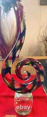 Murano Art Glass Sculptures Peace & Prosperity 16X6.5 Heavy 9 lb Set Mint 945G