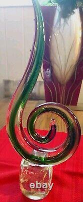 Murano Art Glass Sculptures Peace & Prosperity 16X6.5 Heavy 9 lb Set Mint 945G