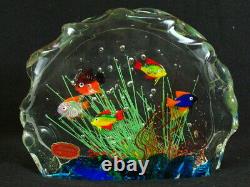 Murano Art Glass Sculture Paperweight Colorful Fish Aquarium 7.5