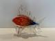 Murano Art Glass Style Hand Blown Orange, Blue, Yellow Fish Figurine, 9 Long