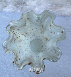 Murano Art Glass Vase Ruffled Aventurine Swirl Hand Blown Italy 11 Free Ship