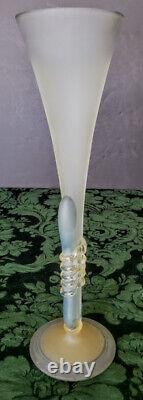 Murano Art Glass Vase Signed w-Applied Amazing Stem Work Fine Design