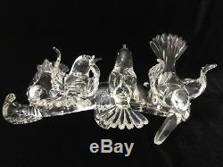 Murano Art Glass by Renato Anatra Signed 4 Birds on a Branch Sculpture, 15 1/2