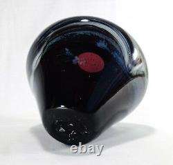 Murano Art Glass (italy) Vintage Hand-blown Infused Vase, Navy Blue/black/white