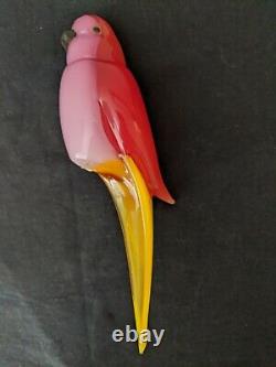 Murano Art Parrot Perched on a Branch Signed ARNALDO ZANELLA Italy