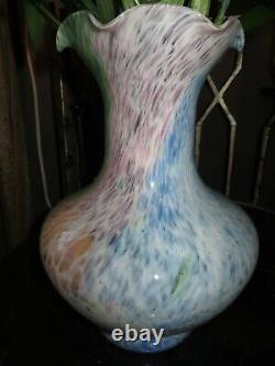 Murano Arte Lavorazione Hand Blown Art Glass Floral Vase with blown glass Flower
