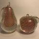 Murano Barbini Apple Pear Bookends Bullicante Aventurine Blown Glass Fruit Vtg