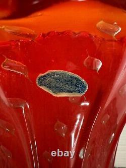 Murano Barovier Toso Hand Blown Glass Vase Red with Gold