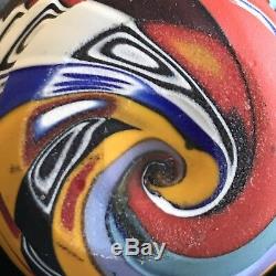 Murano Battuto Art Vase multi coloured Hand blown & etched by Guiliano De Mio
