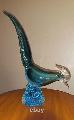 Murano Blown Glass Bird Of Paradise Figurine 13 Peacock Sculpture