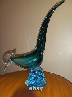 Murano Blown Glass Bird Of Paradise Figurine 13 Peacock Sculpture