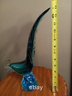 Murano Blown Glass Bird Of Paradise Figurine 13 Peacock Sculpture