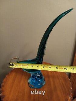 Murano Blown Glass Bird Of Paradise Figurine 13 Peacock Sculpture