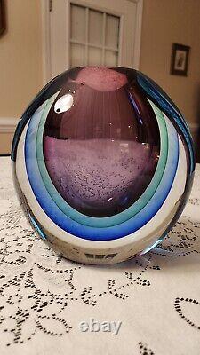 Murano Blown Glass Vase Mid Century Modern Artist Signed Schiavon Murano